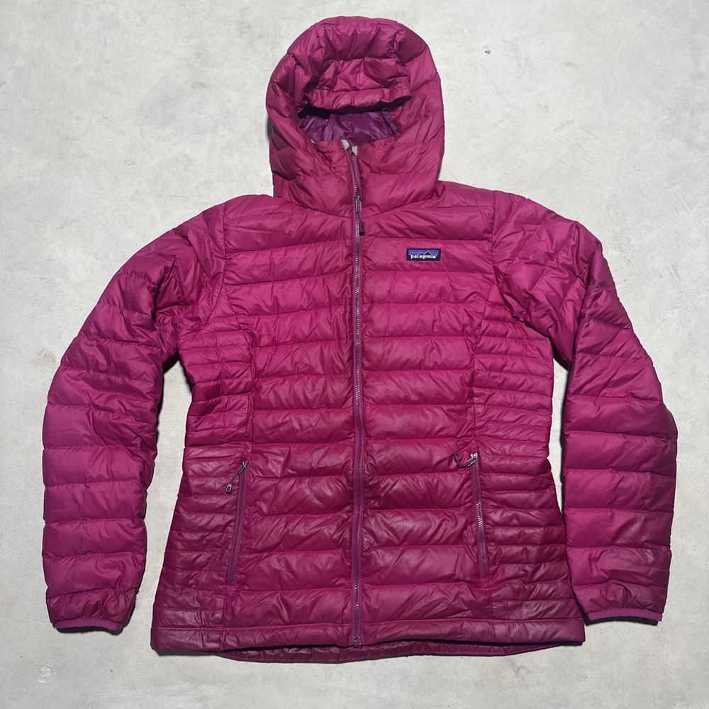 Patagonia Jacket Women's L Pink Down Sweater Hoody Hoodie Zip Up Lightweight